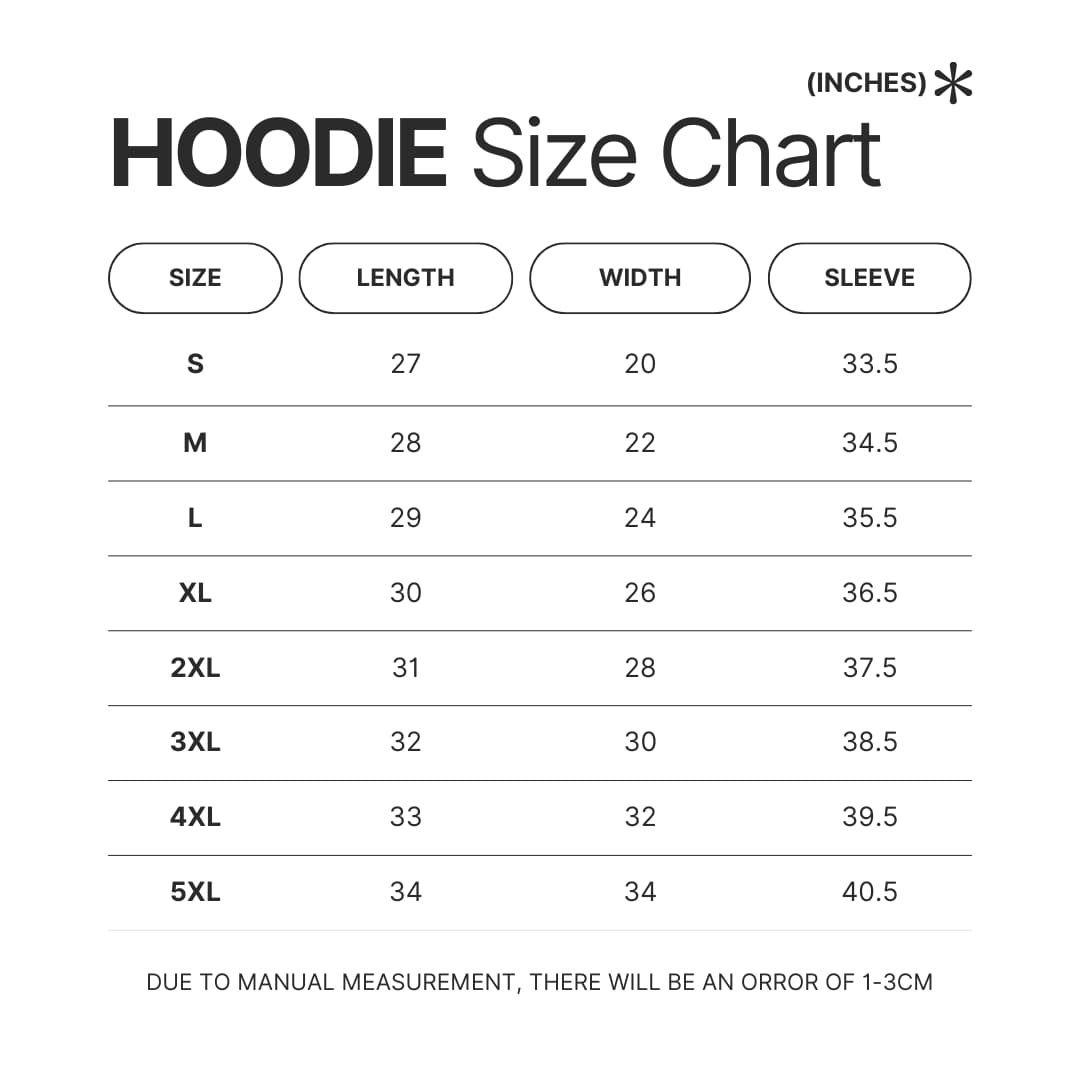 Hoodie Size Chart - Ajr Band Store