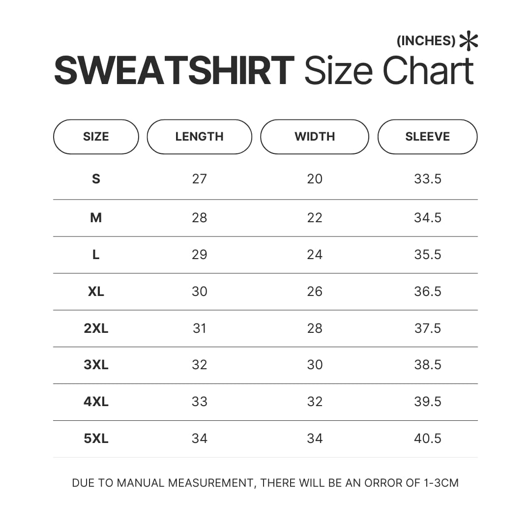Sweatshirt Size Chart - Ajr Band Store