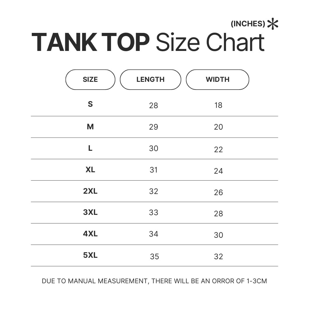 Tank Top Size Chart - Ajr Band Store