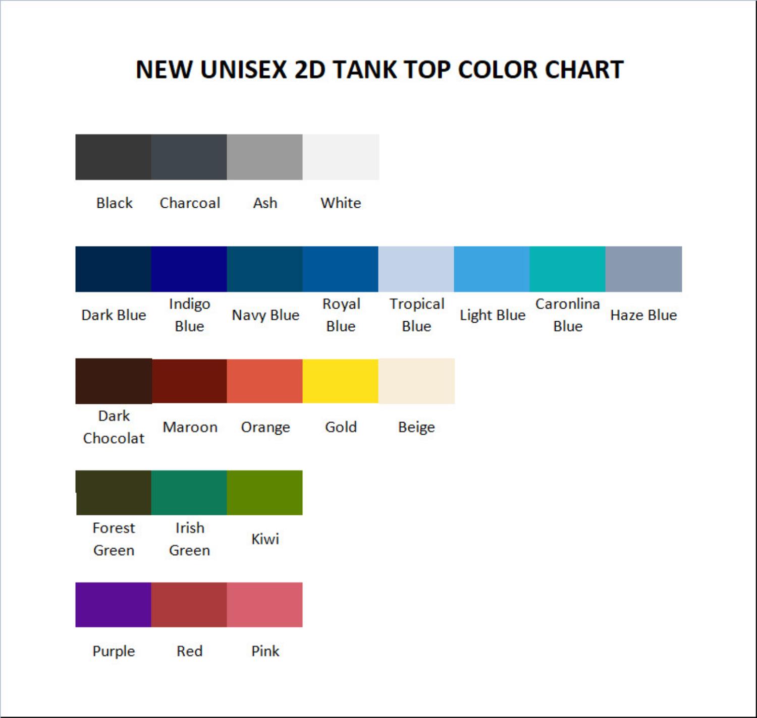 tank top color chart - Ajr Band Store